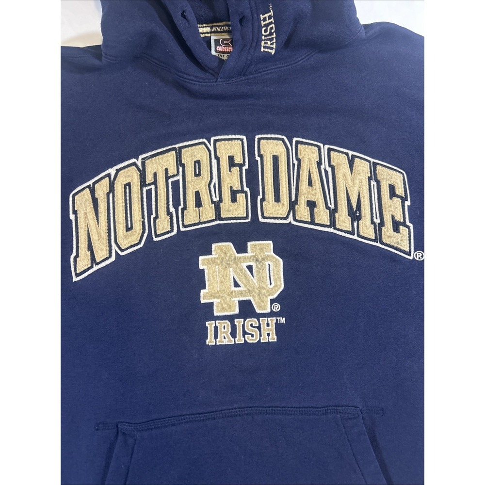 Notre Dame Fighting Irish Hoodie Sweatshirt Men's size Large Navy Blue Colosseum